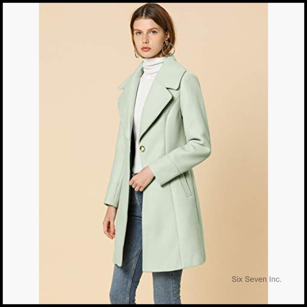 Polyester Overcoat Notched Collar Single Breasted… - image 3